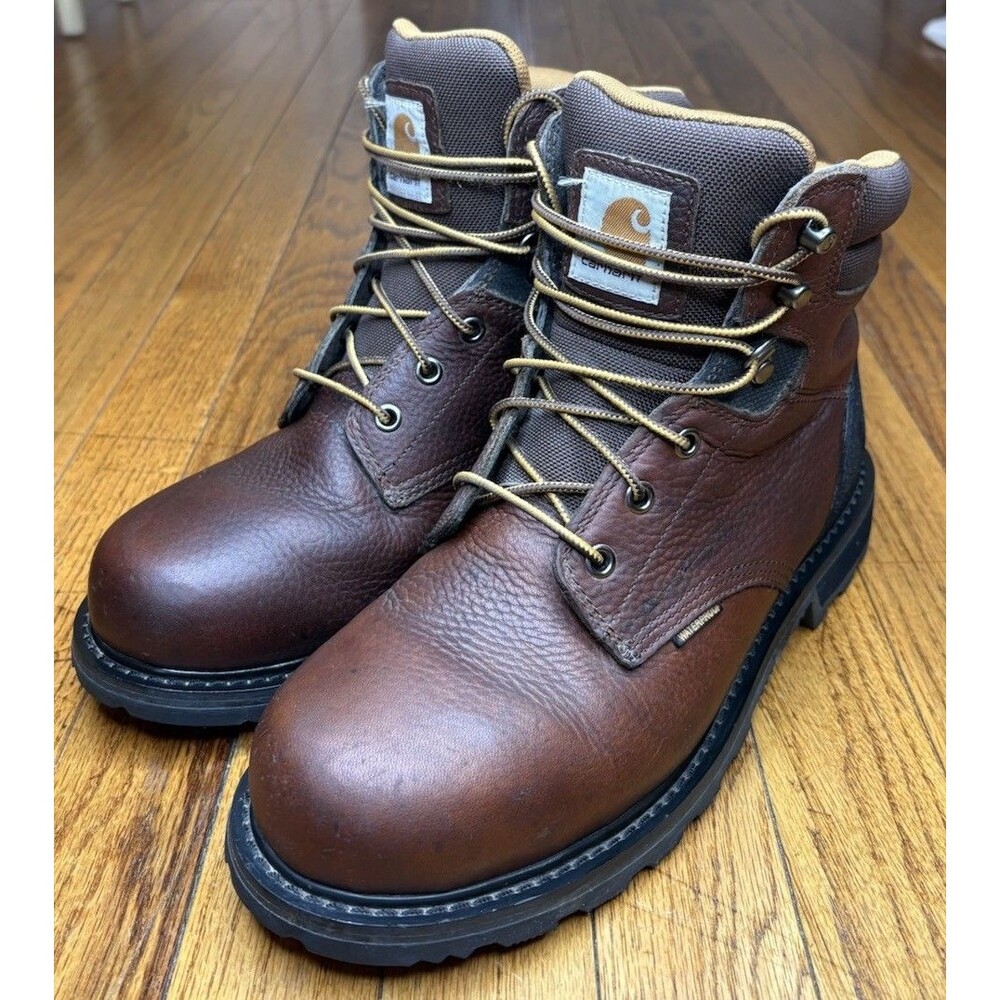 Carhartt Mens 6" Waterproof Work Boots Size 9 M Soft Toe Leather Brown CMW6053
